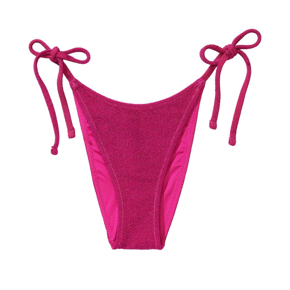 VS Brazilian Fuschia Pink Shimmer Side-Tie Bikini Bottom Small